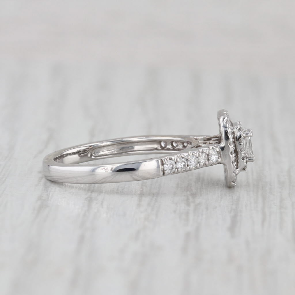 0.50ctw Diamond Halo Engagement Ring 14k White Gold Size 7