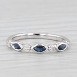 New 0.44ctw Blue Sapphire Diamond Ring 10k White Gold Stackable Wedding Size 7