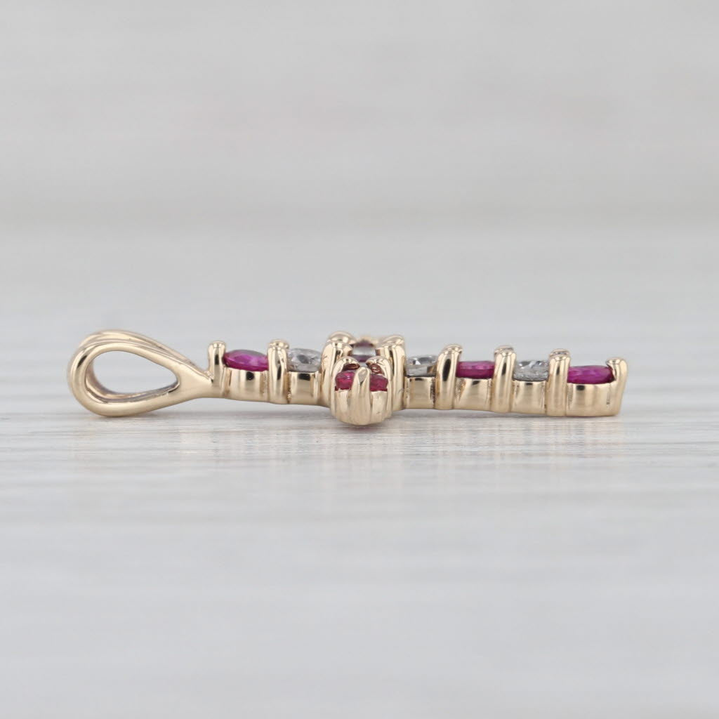 0.55ctw Ruby Diamond Cross Pendant 10k Yellow Gold