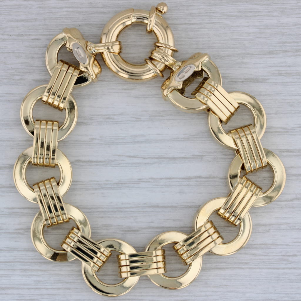 Dark Gray Roberto Coin Linked Circles Bracelet 18k Yellow Gold 6.5" 16mm Statement