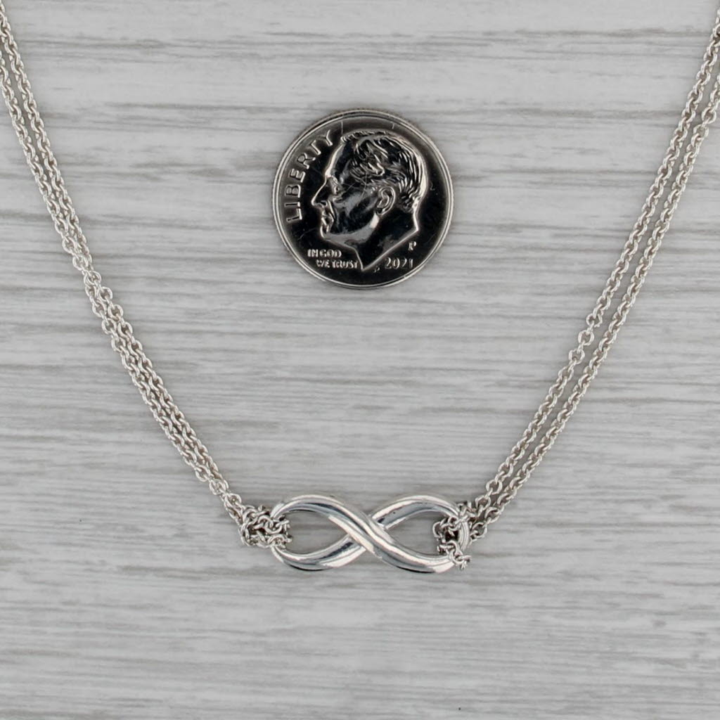 Tiffany & Co Infininity Knot 2-Chain Necklace w/ Box Pouch Bag Sterling Silver