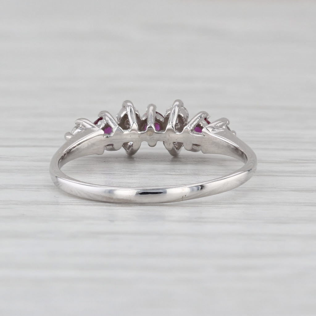 0.39ctw Ruby Diamond Ring 14k White Gold Stackable Band Size 6.75 Anniversary