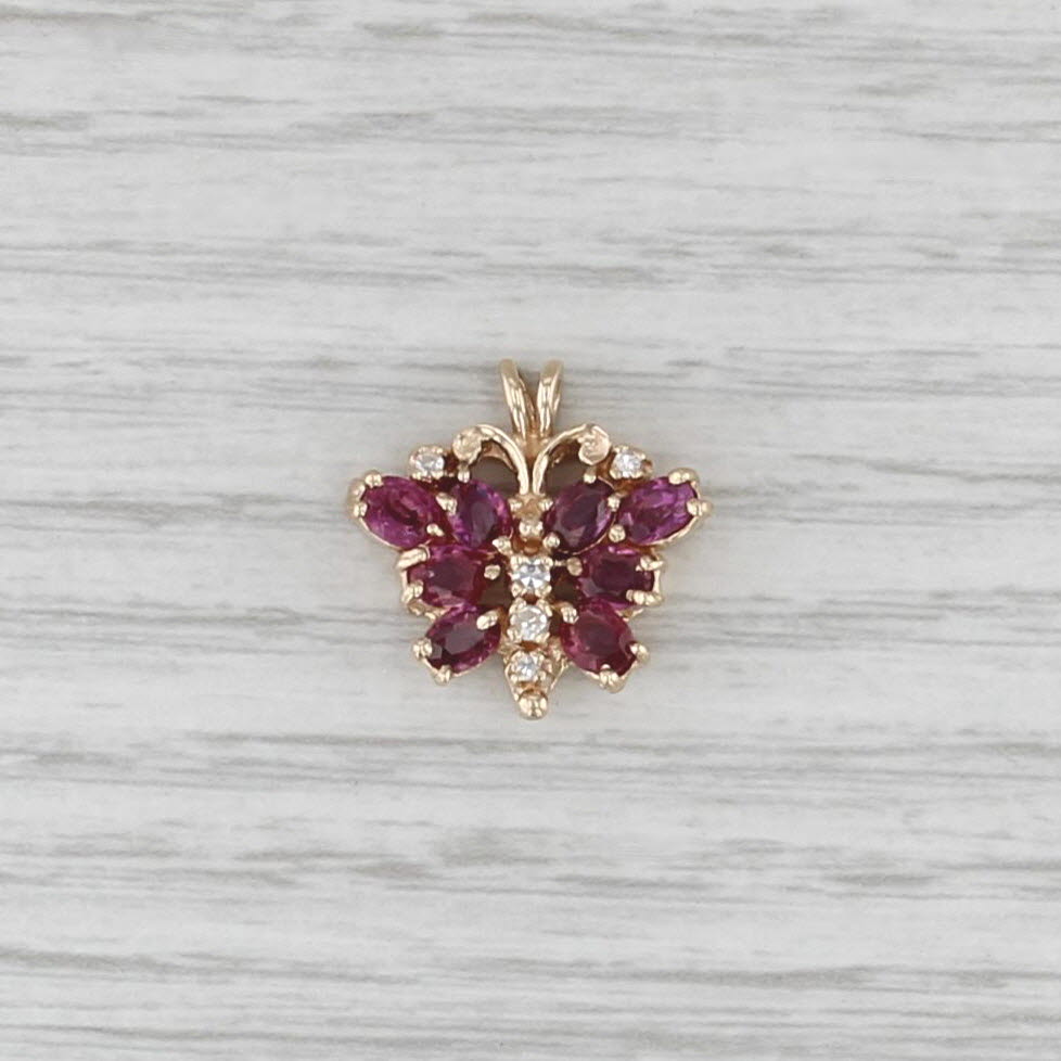 2.06ctw Ruby Diamond Butterfly Pendant 14k Yellow Gold