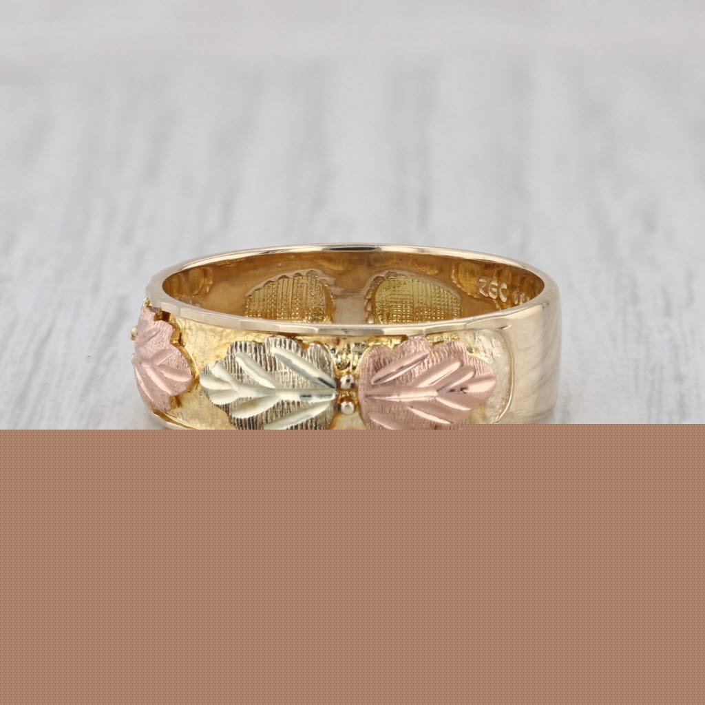 Black Hills Gold Leaf Ring 10k 12k Yellow Rose Green Mount Rushmore Size 9 Band