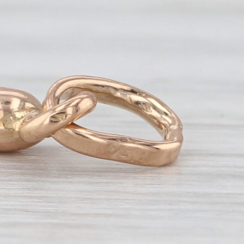 Small Italian Horn Charm Pendant 18k Rose Gold Drop Good Luck Talisman