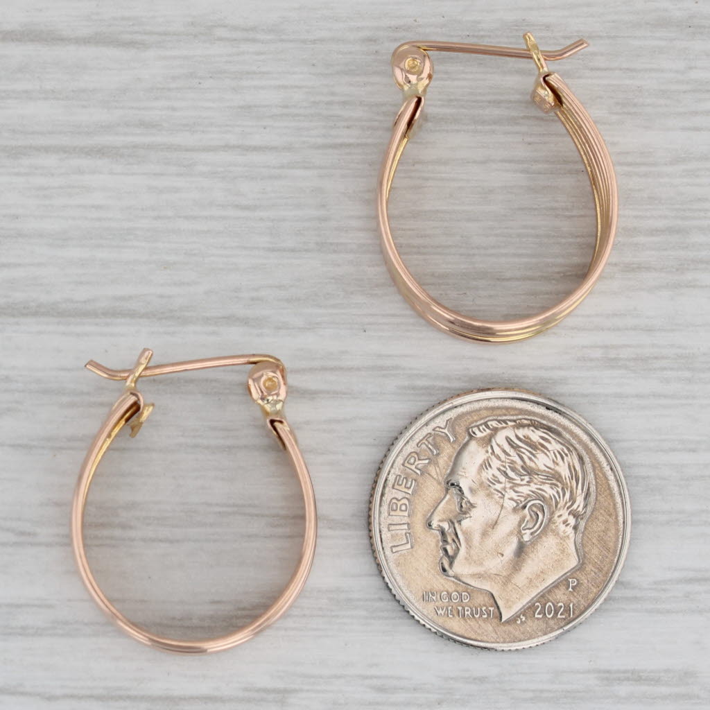 Gray Three Hoop Earrings 14k Rose Gold Snap Top Round Hoops