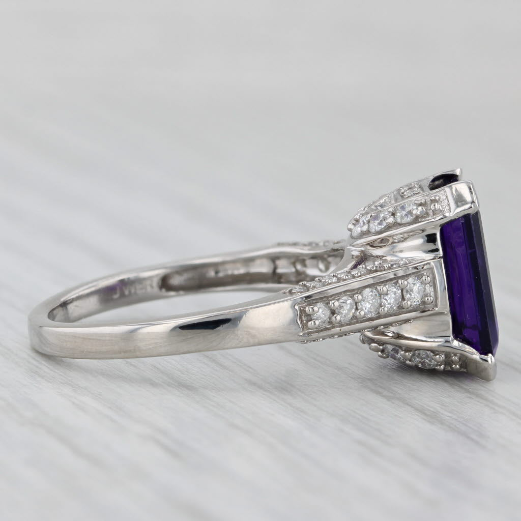 Gray 4.48ctw Amethyst Diamond Ring 14k White Gold Size 8.25