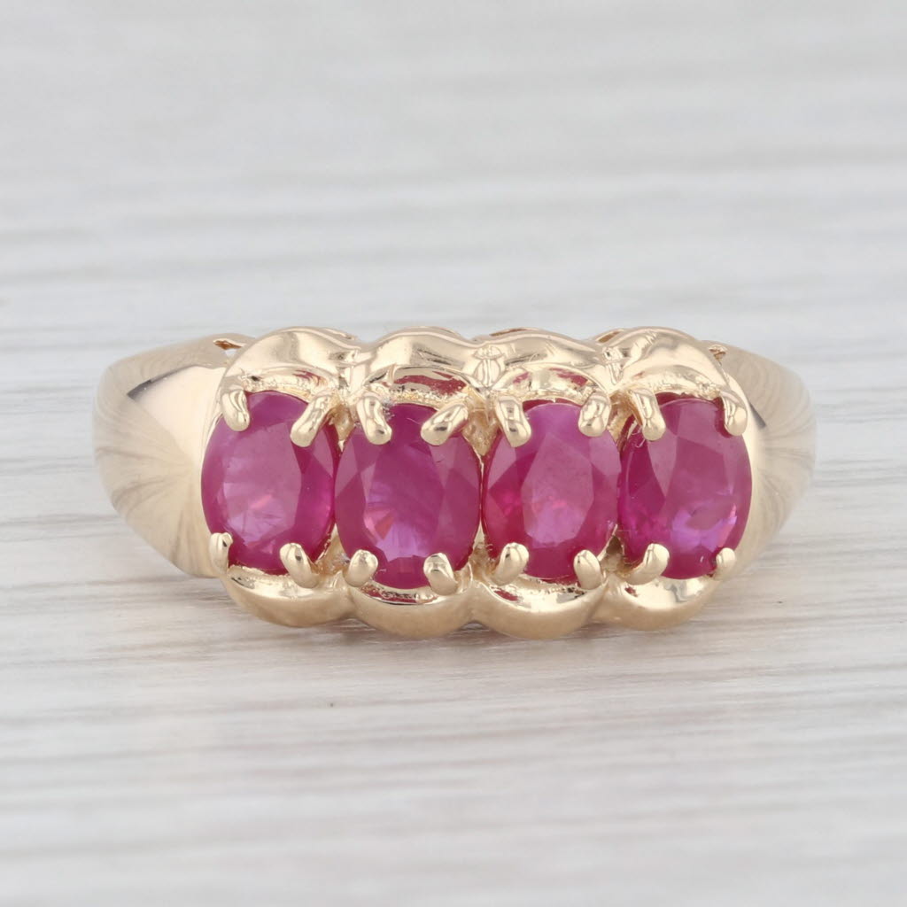 Light Gray 1.50ctw Ruby Ring 14k Yellow Gold Size 8 Oval 4-Stone