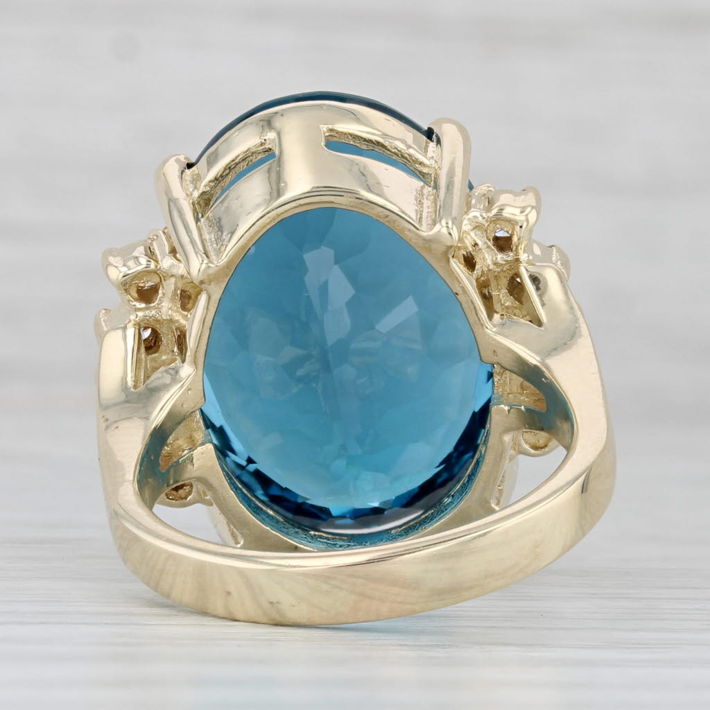 Light Gray 33.05ctw Blue Topaz Diamond Ring 14k Yellow Gold Size 9 Cocktail