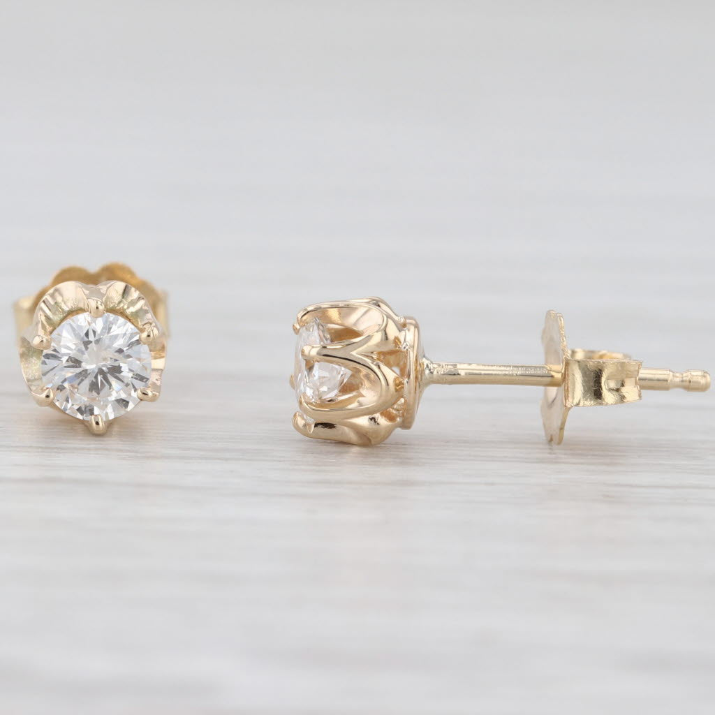 Light Gray 0.58ctw Diamond Round Solitaire Stud Earrings 14k Yellow Gold