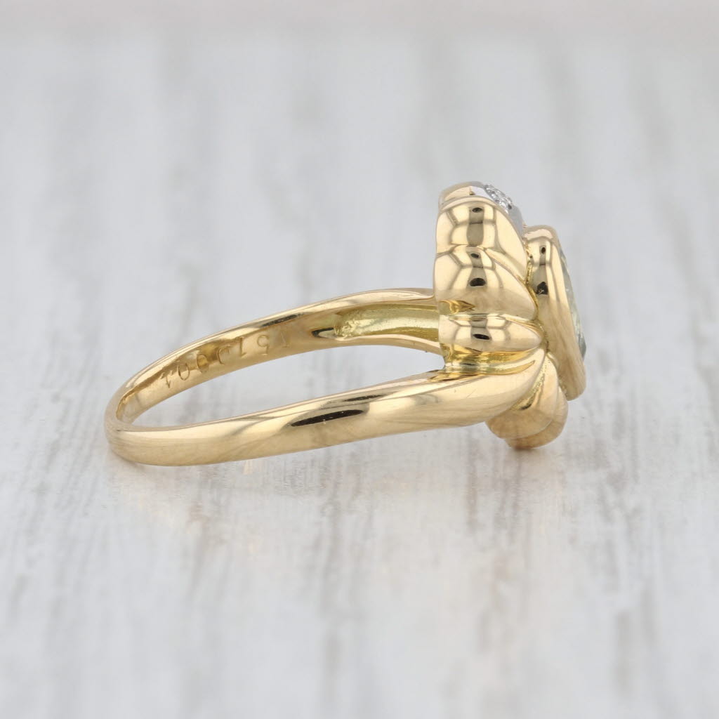 0.55ct Pear Aquamarine Diamond Ring 18k Yellow Gold Size 6