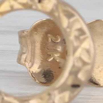Etched Crescent Moon Earrings 21k Yellow Gold Small Studs