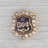 Omega Psi Phi Fraternity Shield Badge 10k Gold Pearl Vintage Pin