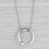 New 0.20ctw Diamond Cuff Pendant Necklace 14k White Gold Cable Chain 17"-18"