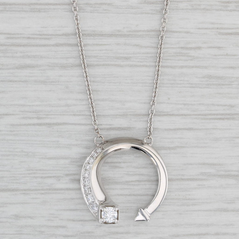 New 0.20ctw Diamond Cuff Pendant Necklace 14k White Gold Cable Chain 17"-18"