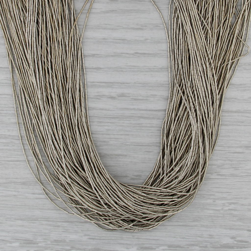 Vintage 100 Strand Liquid Silver Necklace Sterling Silver 29.5" Statement