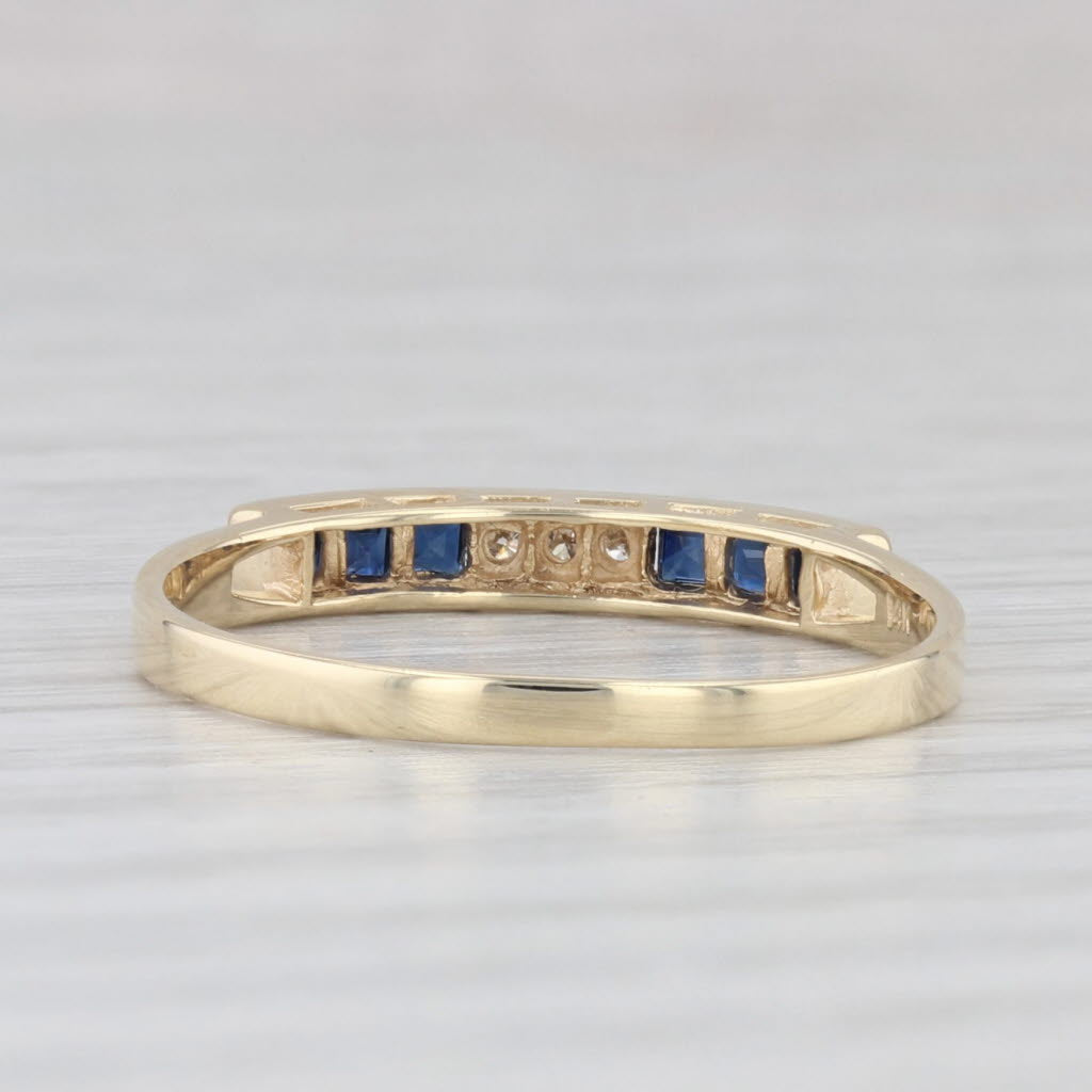 Light Gray 0.27ctw Blue Sapphire Diamond Ring 14k Yellow Gold Size 7 Stackable Band