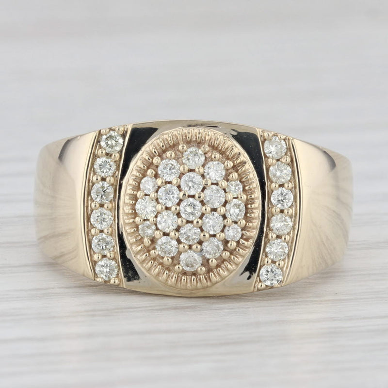 0.42ctw Diamond Cluster Ring 10k Yellow Gold Size 10.25 Men's