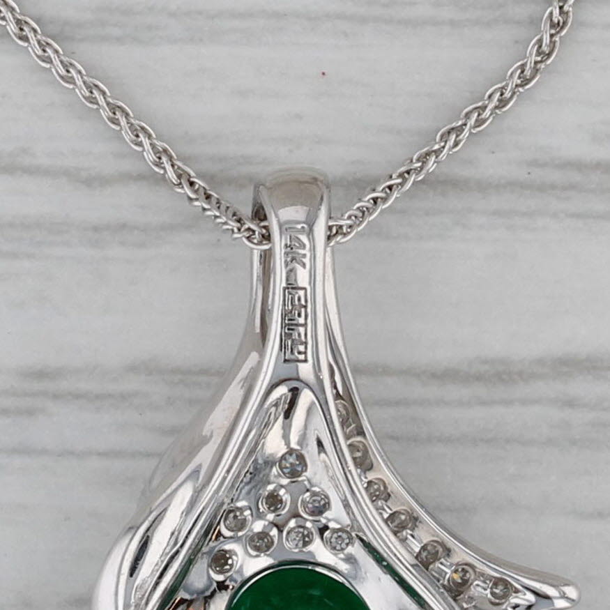 Gray Effy Emerald Diamond Pendant 14k White Gold 18" Cable Chain