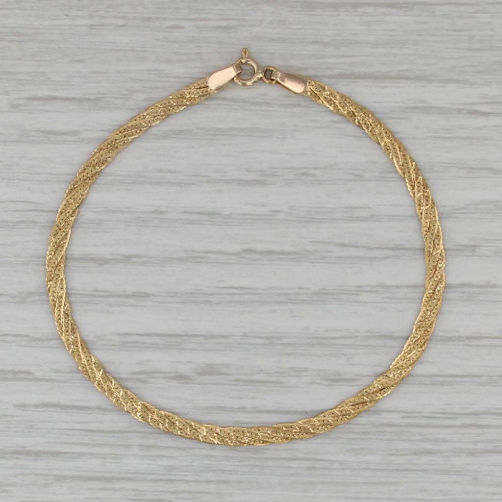 6.75" Woven Herringbone Chain Bracelet 14k Yellow Gold 2.8mm