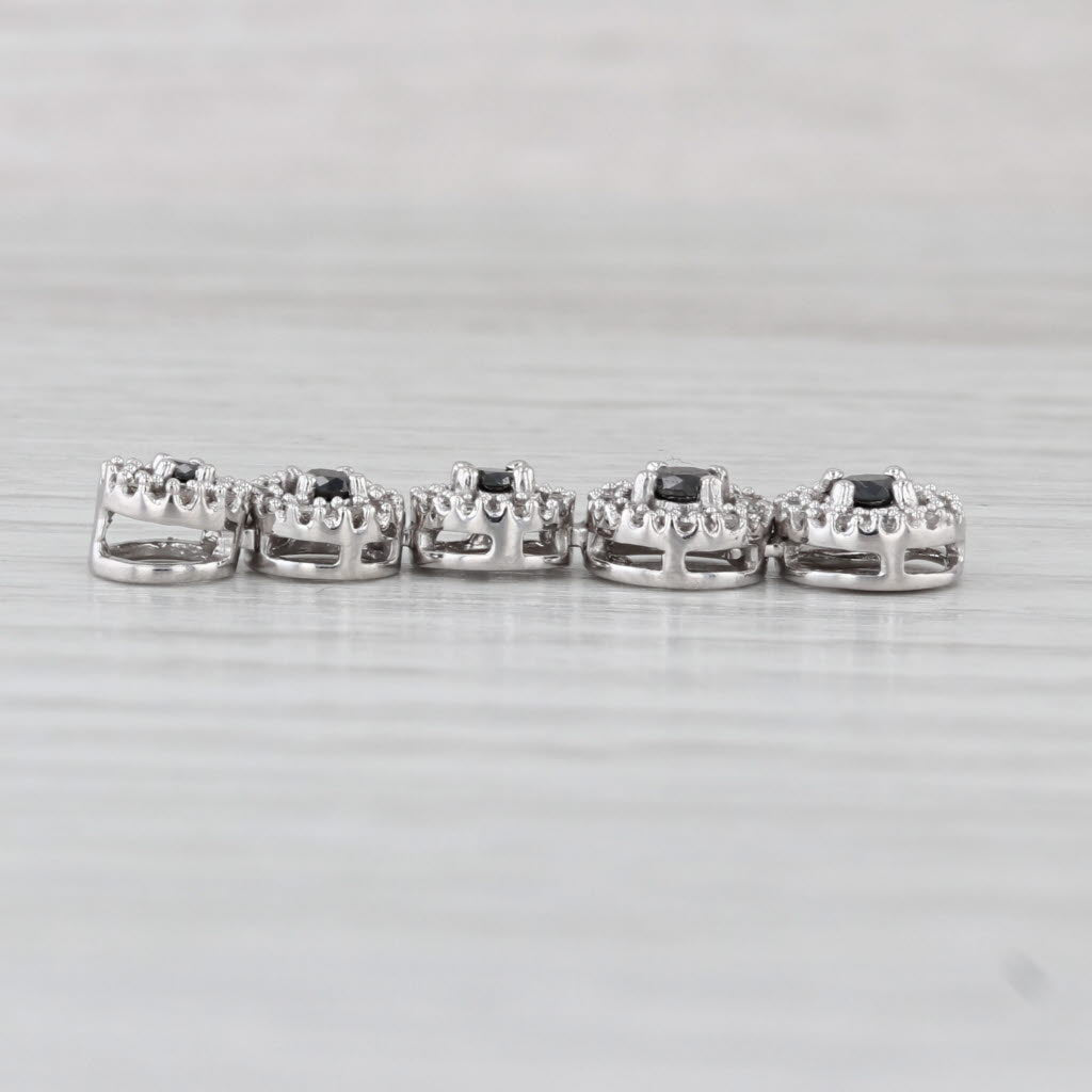 0.37ctw Black White Diamond Halo Journey Pendant 10k White Gold Floating Drop