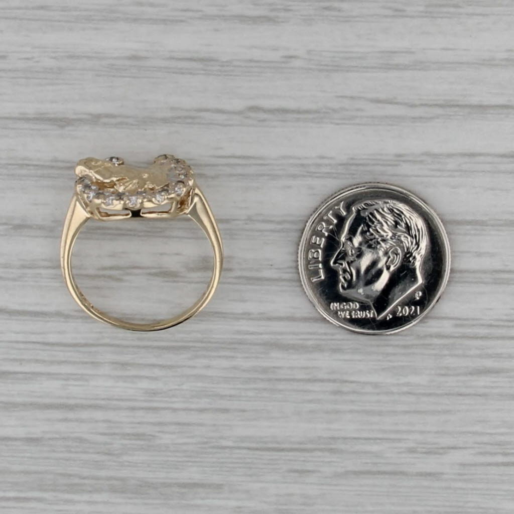 Diamond Horseshoe Horse Ring 10k Yellow Gold Size 5.5 Western Equestrian