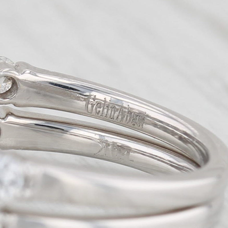 1.83ctw Diamond Engagement Ring Wedding Band Bridal Set 18k White Gold GIA