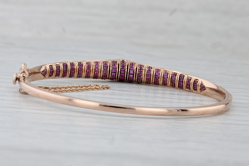 Gray Le Vian 1.63ctw Ruby Diamond Contoured Bangle Bracelet 18k Rose Gold 6.25"