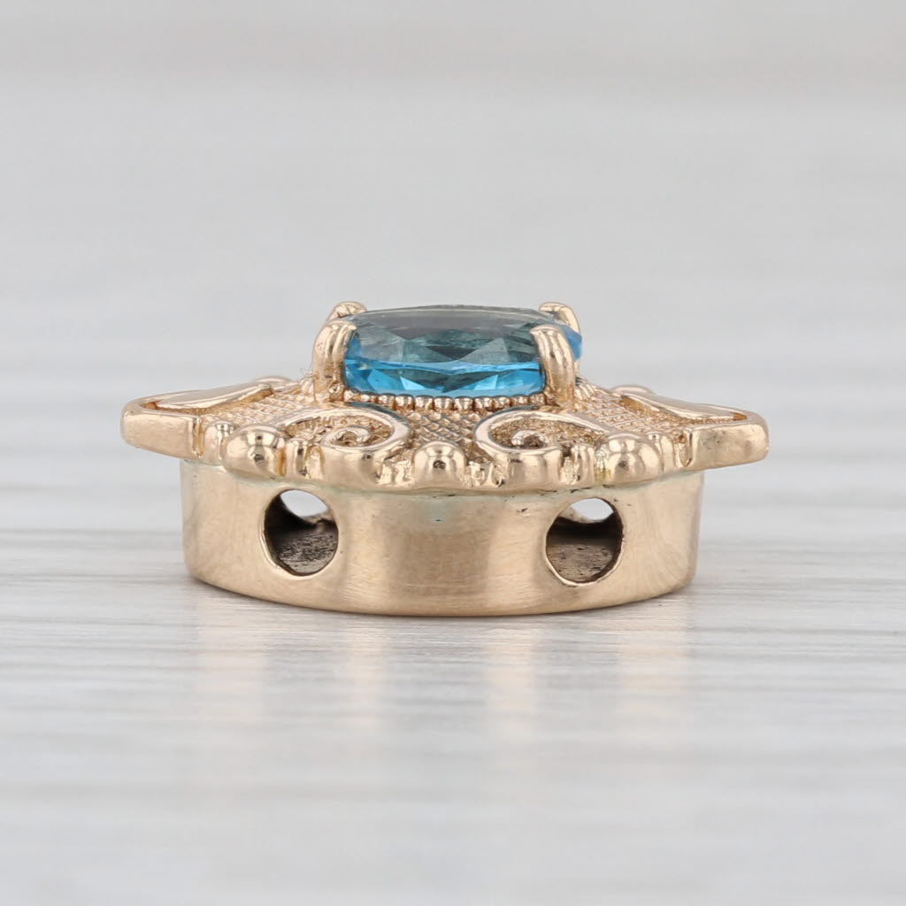 1ct Oval Blue Topaz Solitaire Slide Bracelet Charm 14k Gold Richard Glatter