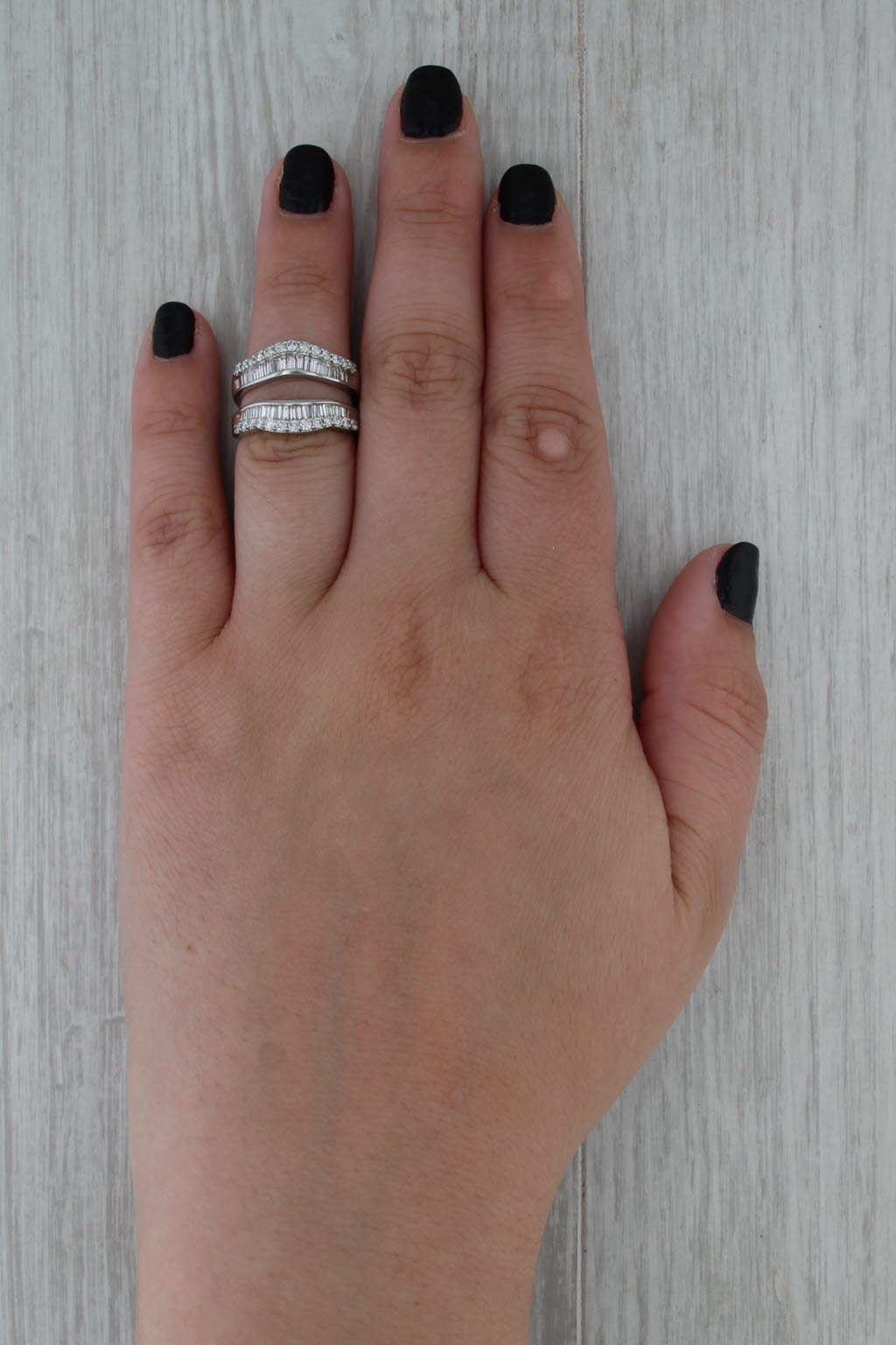 1.08ctw Diamond Ring Jacket Wedding Band Enhancer Guard 14k White Gold Size 5.5