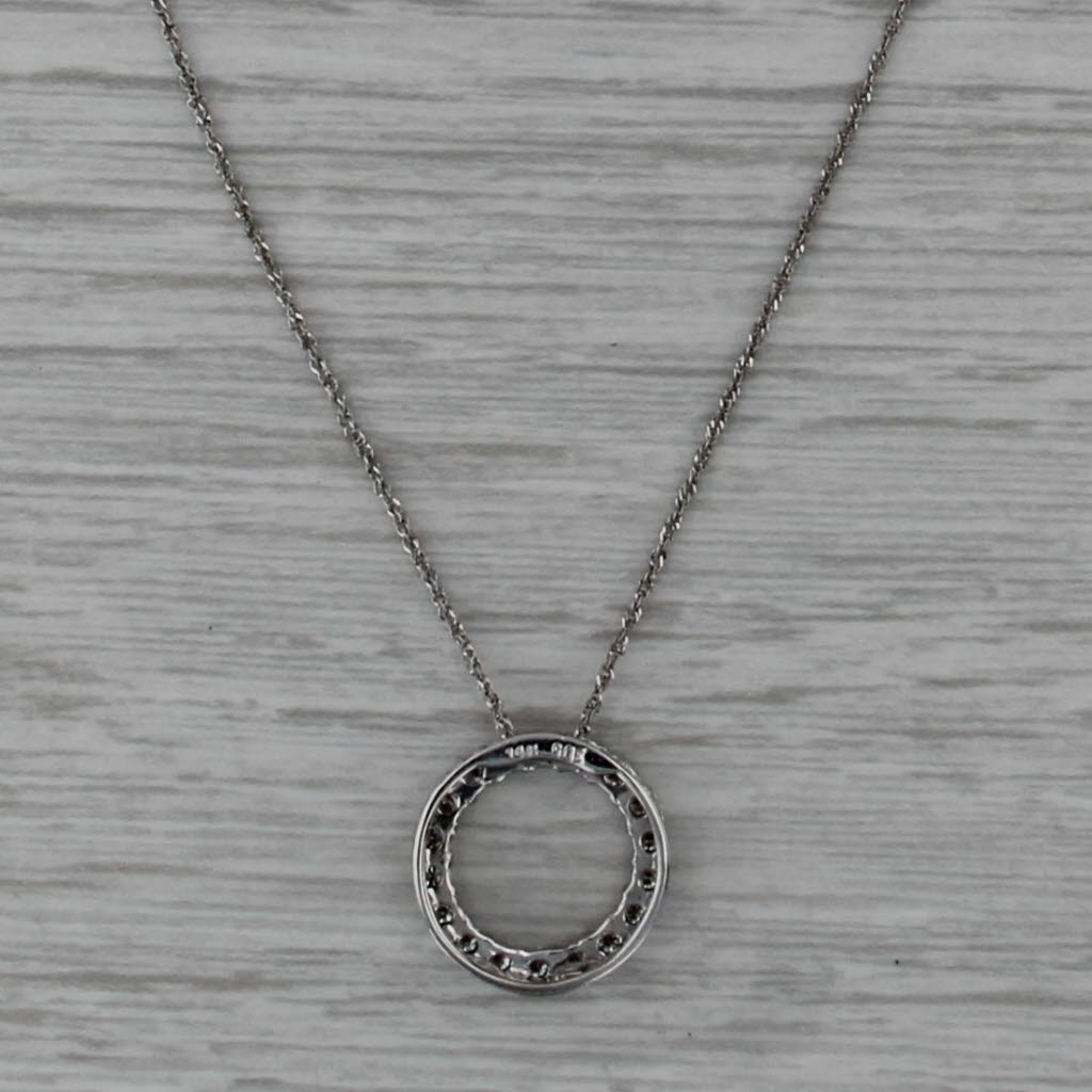 0.55ctw Diamond Eternity Circle Pendant 14k White Gold 18" Rope Chain Necklace
