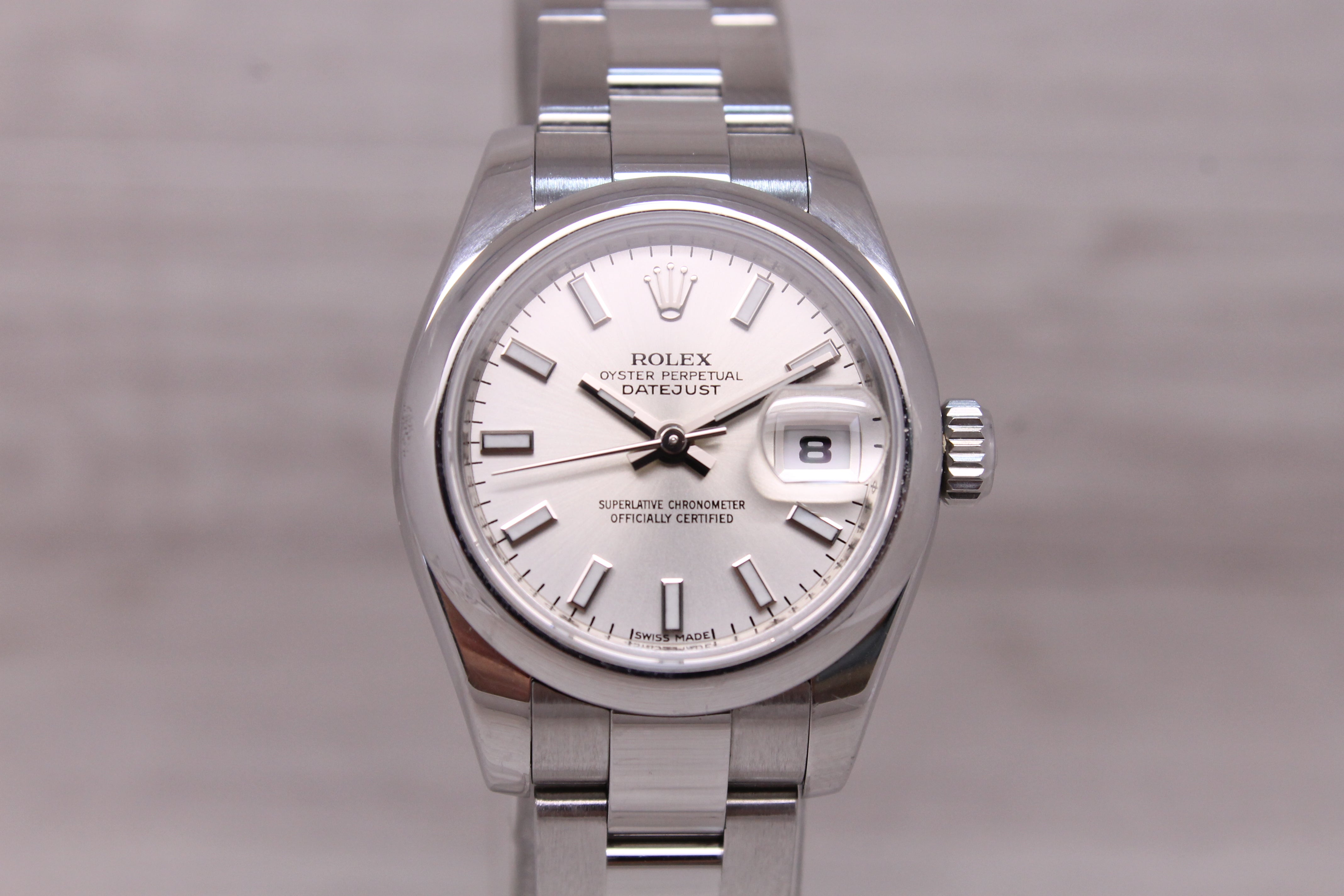 c2007 Rolex Oyster Perpetual 179160 26mm Ladies Steel Automatic Watch White Lume