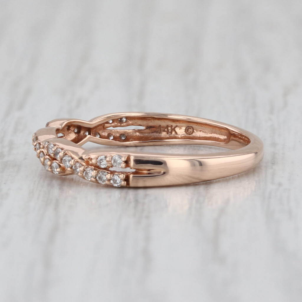 0.20ctw Diamond Contoured Woven Ring 14k Rose Gold Size 7 Stackable Band
