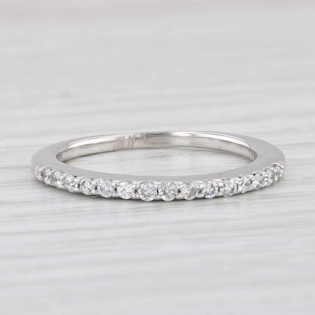 Light Gray 0.15ctw Diamond Wedding Band 14k White Gold Stackable Anniversary Ring Size 6