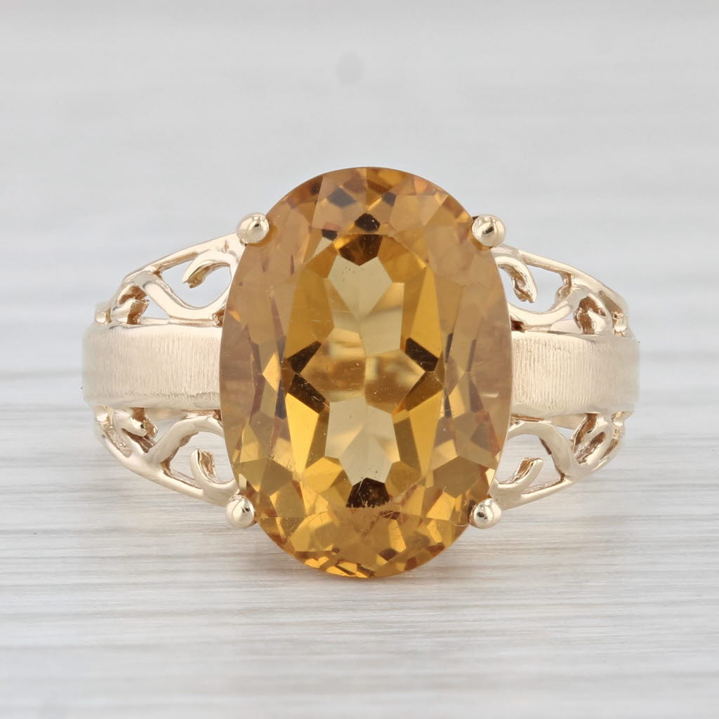 Light Gray 5.75ct Oval Citrine Solitaire Ring 10k Yellow Gold Size 7 Cocktail