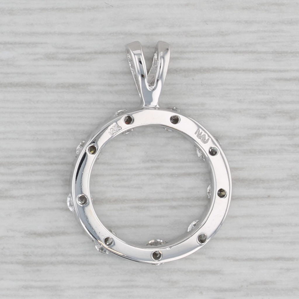 Gray 0.50ctw Diamond Open Circle Pendant 14k White Gold Small Drop