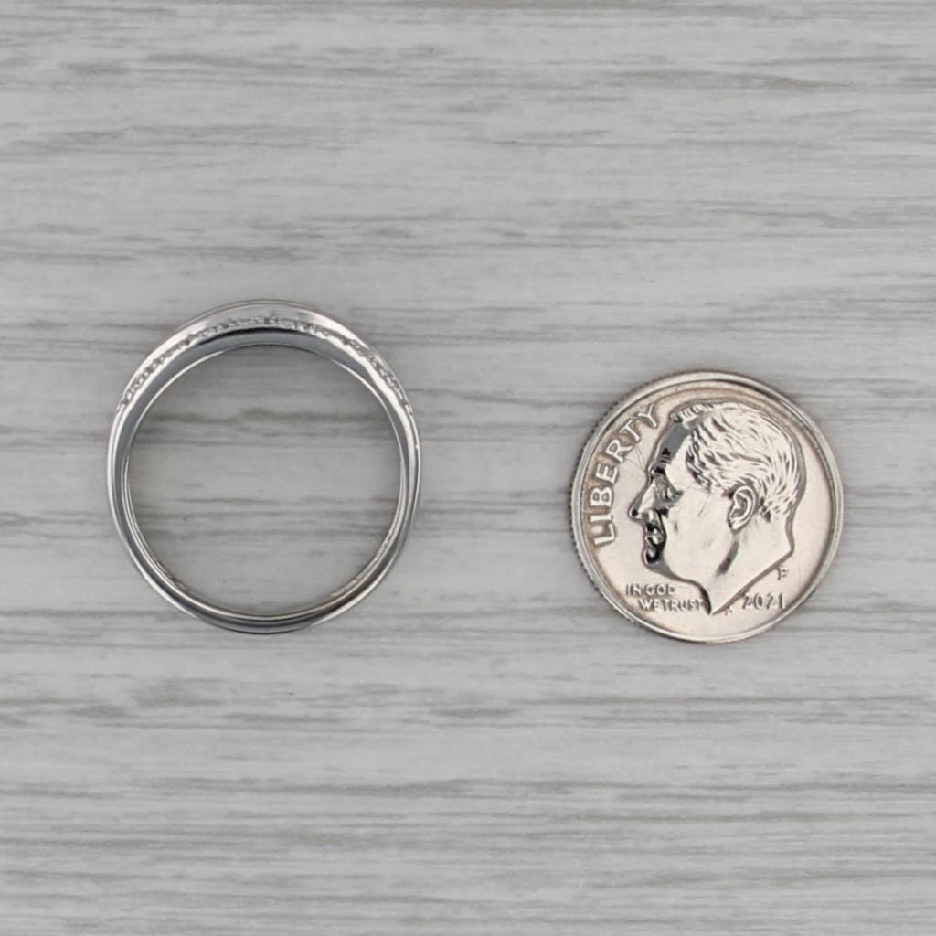 0.86ctw Blue Sapphire Diamond Ring 14k White Gold Size 7.25 Wedding Anniversary