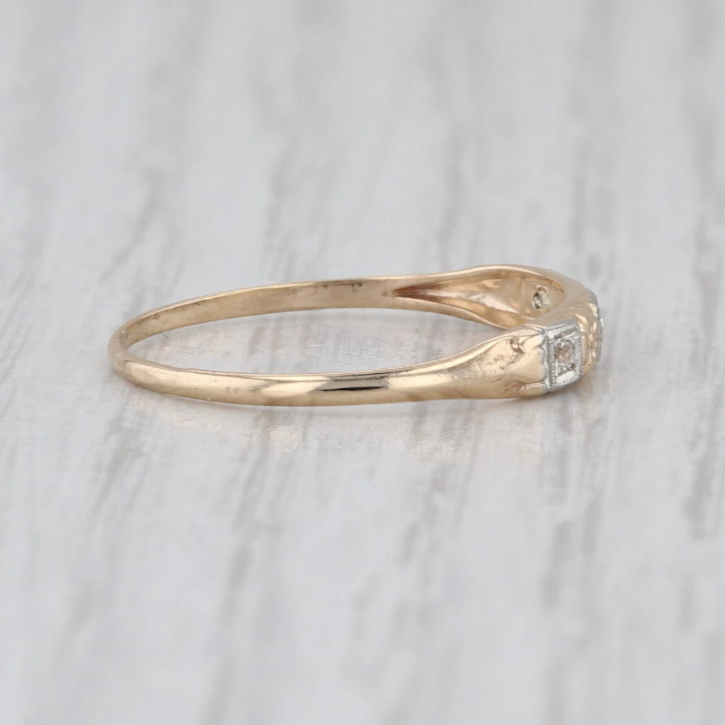 Vintage Rose Cut Diamond Ring 14k Yellow Gold Size 7.5 Wedding Stackable Band