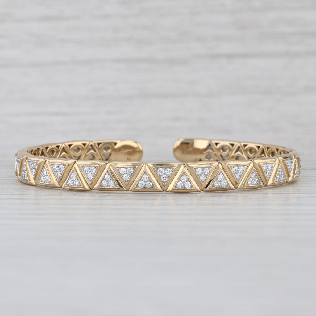 Marina B Triangolini 0.60ctw Diamond Bangle Cuff Bracelet 18k Gold Flexible