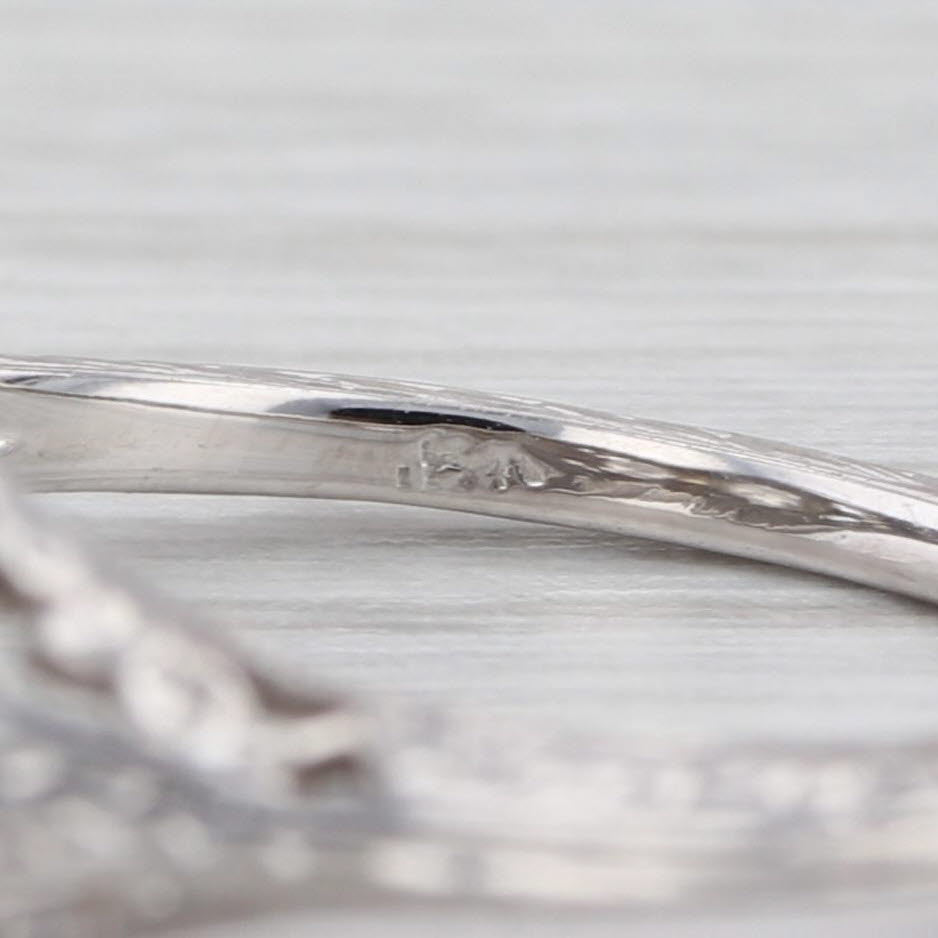 Vintage Art Deco 2-Diamond Filigree Ring 18k White Gold Size 6.75