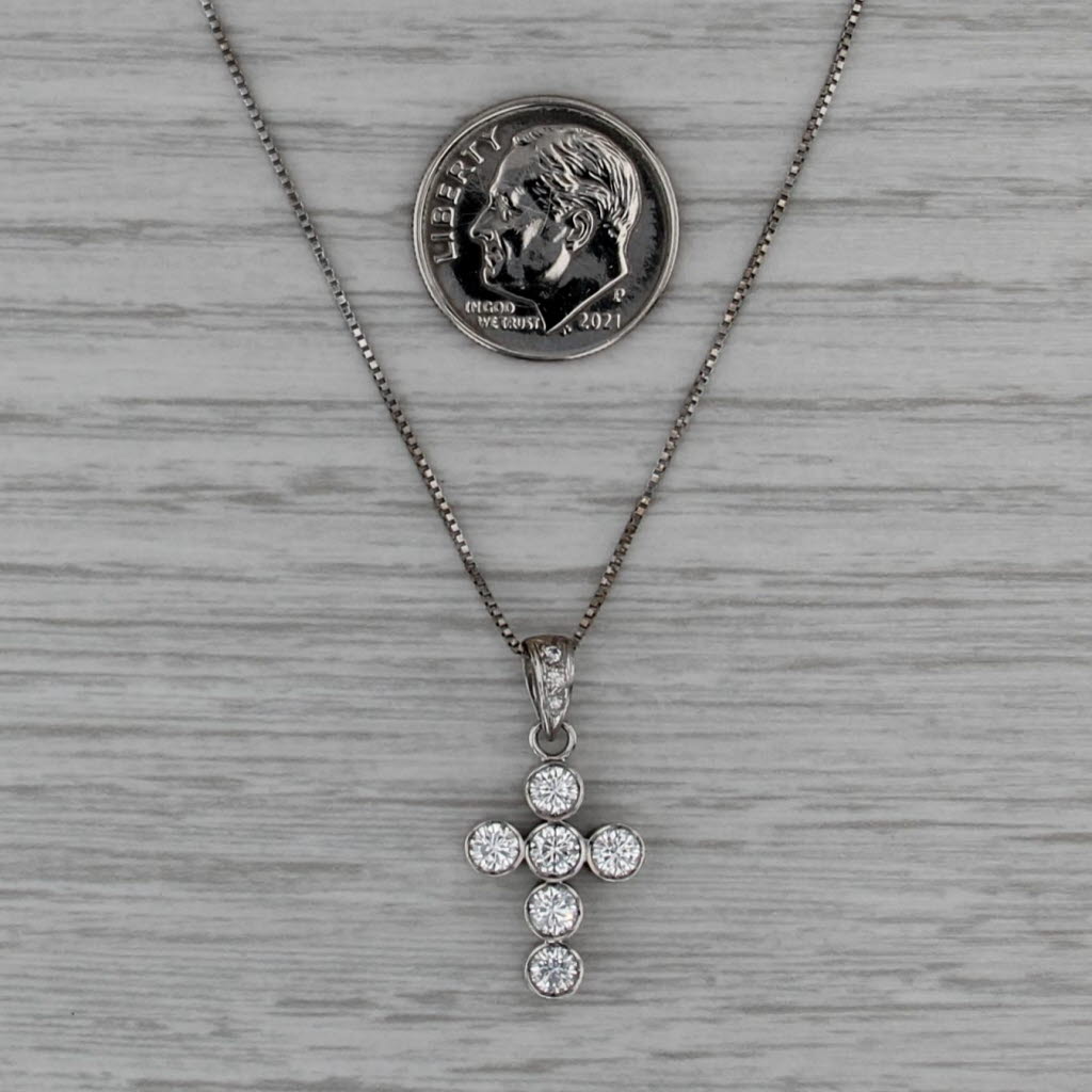 0.90ctw Diamond Cross Pendant 14k 18k White Gold 21" Box Chain