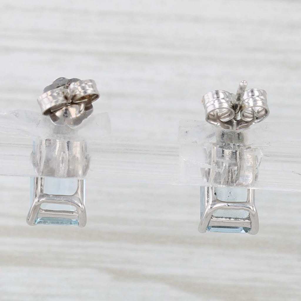 Light Gray 1.89ctw Aquamarine White Sapphire Stud Earrings 10k White Gold