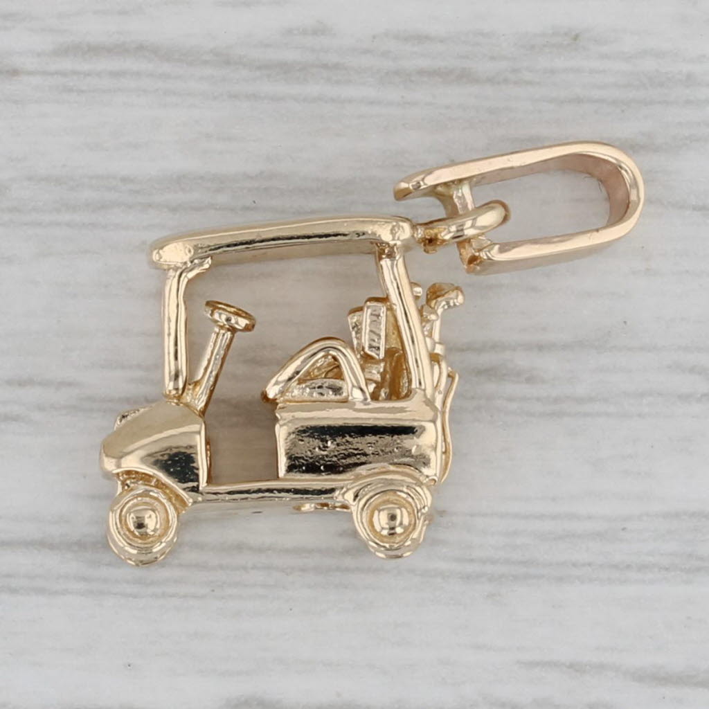 Gray Golf Cart Pendant 14k Yellow Gold Charm