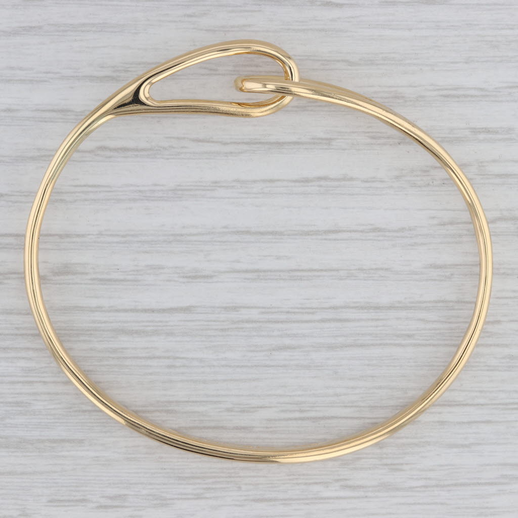 Gray Tiffany & Co Interlocking Bangle Bracelet 18k Yellow Gold 7.25" Pull Over