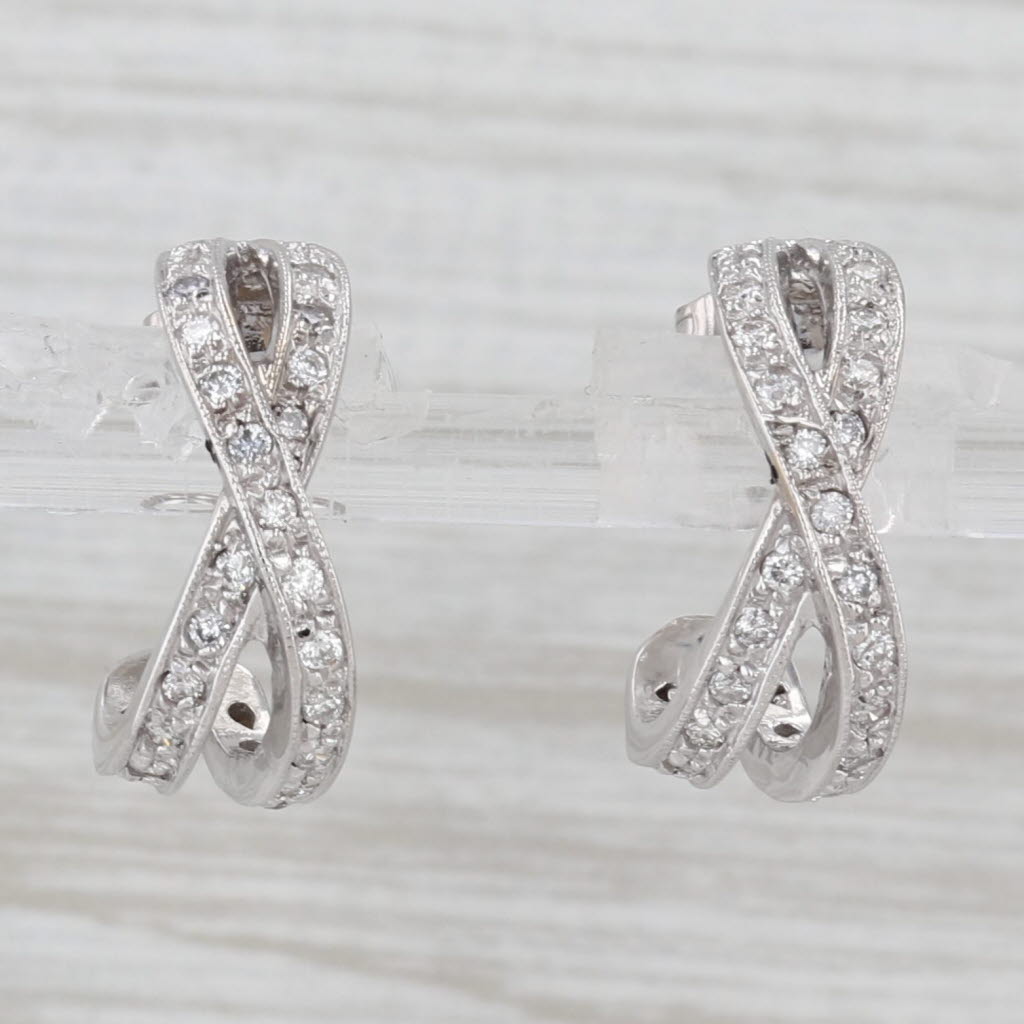 Light Gray 0.44ctw Diamond X Drop Earrings 18k White Gold J-Hook