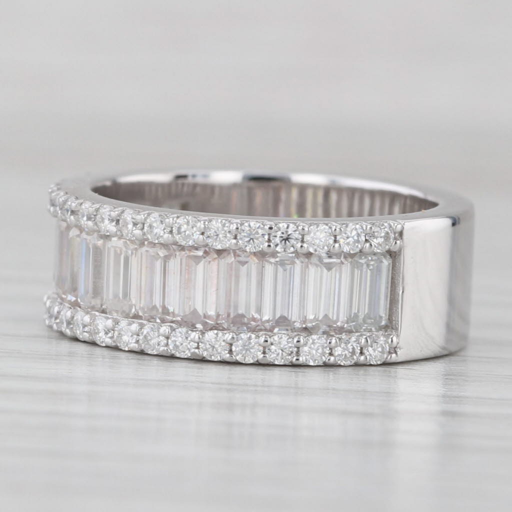 Light Gray 2.17ctw Moissanite Ring 14k White Gold Size 5.75 Stackable Wedding Band
