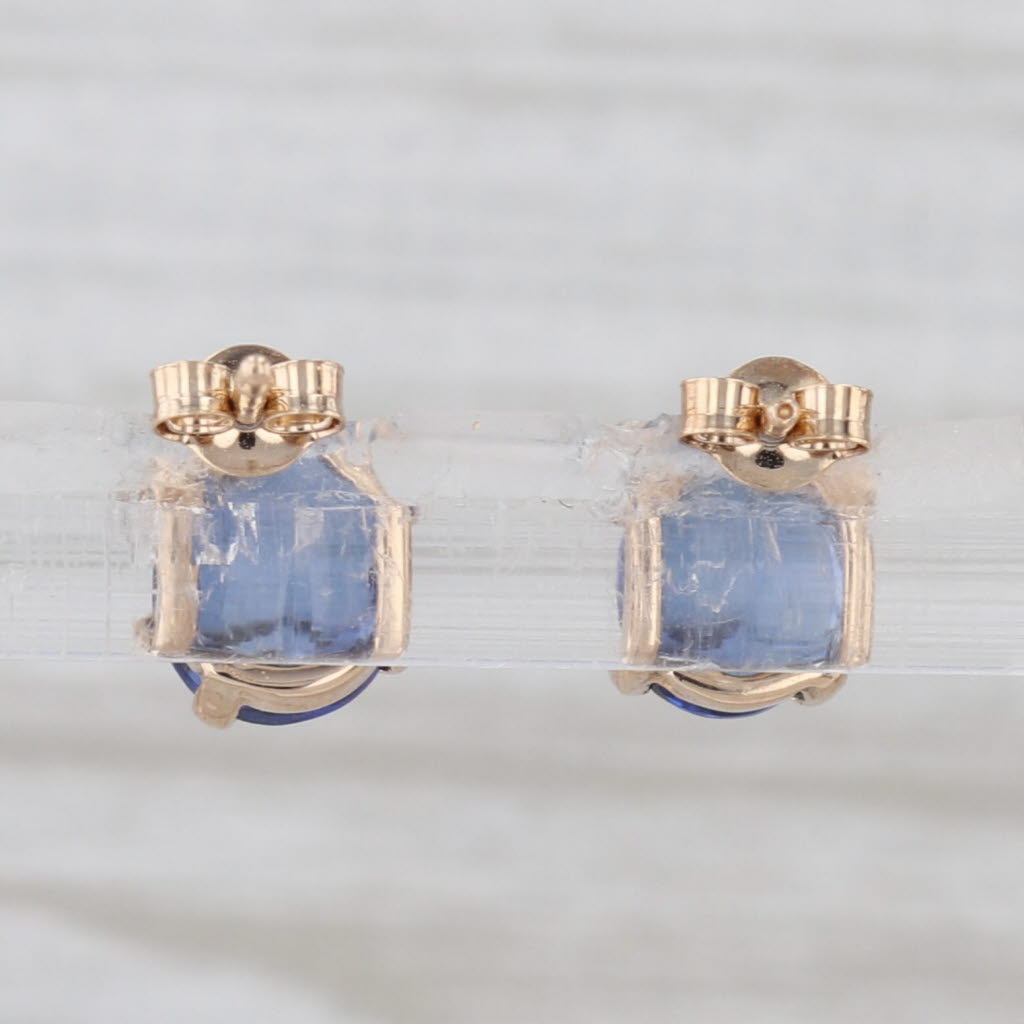 2.46ctw Oval Blue Lab Created Sapphire Stud Earrings 10k Yellow Gold Studs