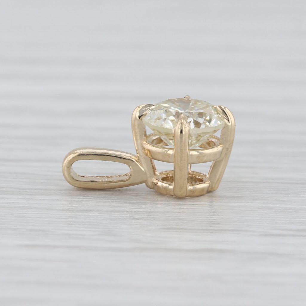 New 1.01ct Round Diamond Solitaire Pendant 14k Yellow Gold Small Drop