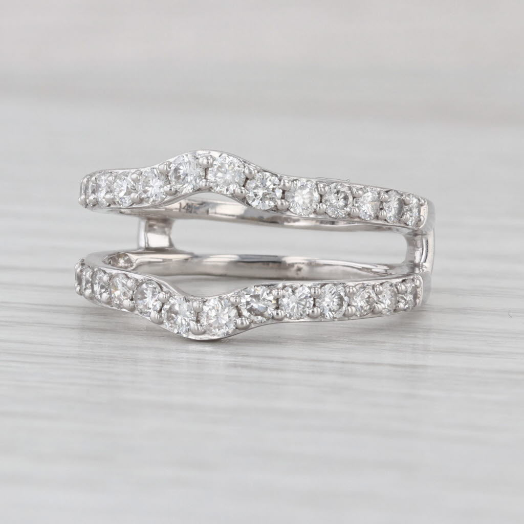 0.88ctw Diamond Ring Jacket Guard Wedding Band 14k White Gold Size 8.5