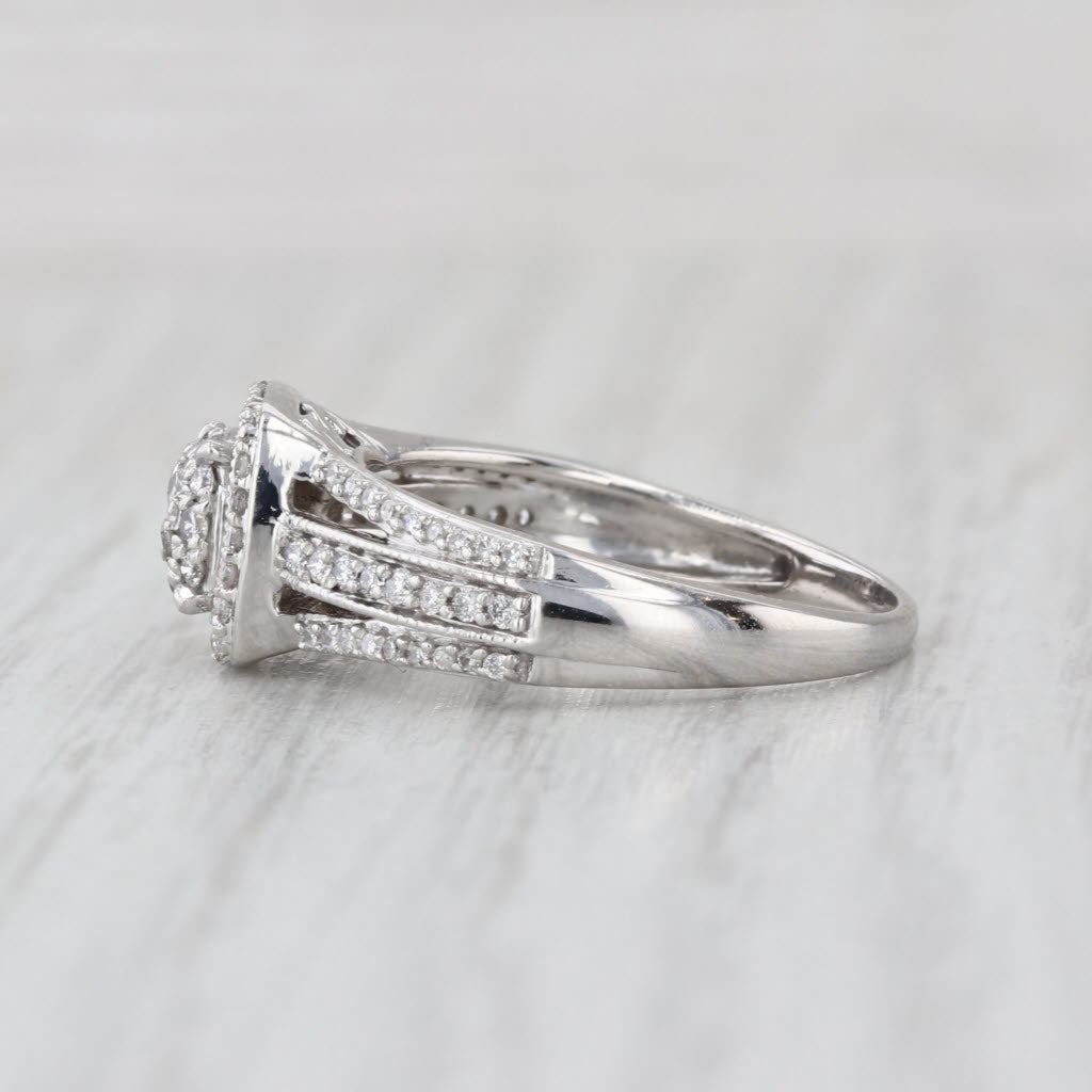 0.42ctw Diamond Cluster Halo Engagement Ring 10k White Gold Size 7